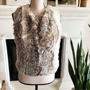 Michael Kors Faux Fur Vest Carmel - Brown & White Size M - Y2K